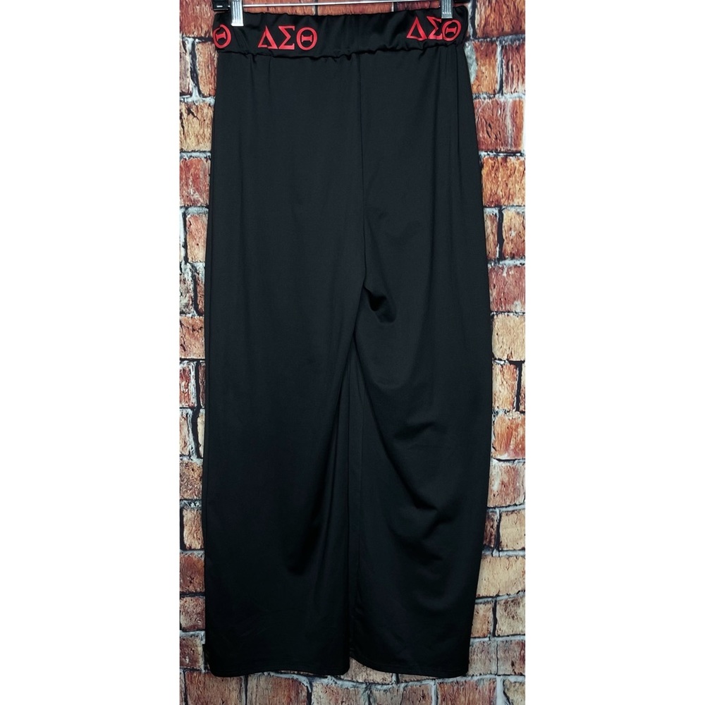 Delta Sigma Theta Sorority DST DIVA Black Medium Stretch Palazzo Pants